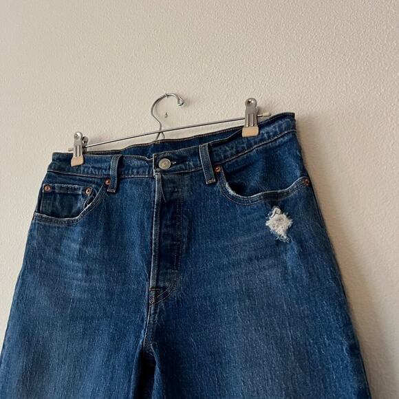 Levi's 501 High Waist Crop Straight Leg Jeans In Charleston Fun - Picture 5 of 10